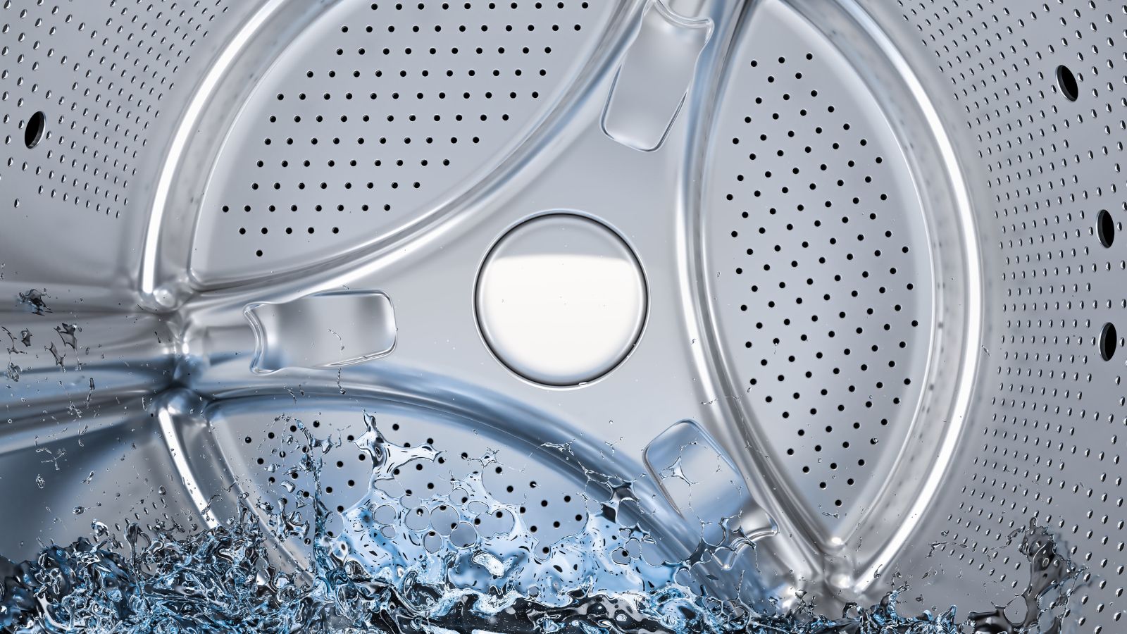 Water inside a washing machine.