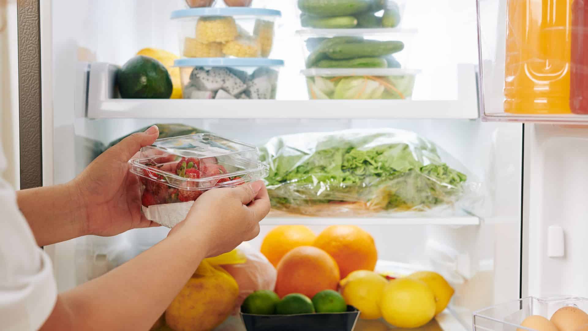 Vegetables and fruits inside the refrigerator