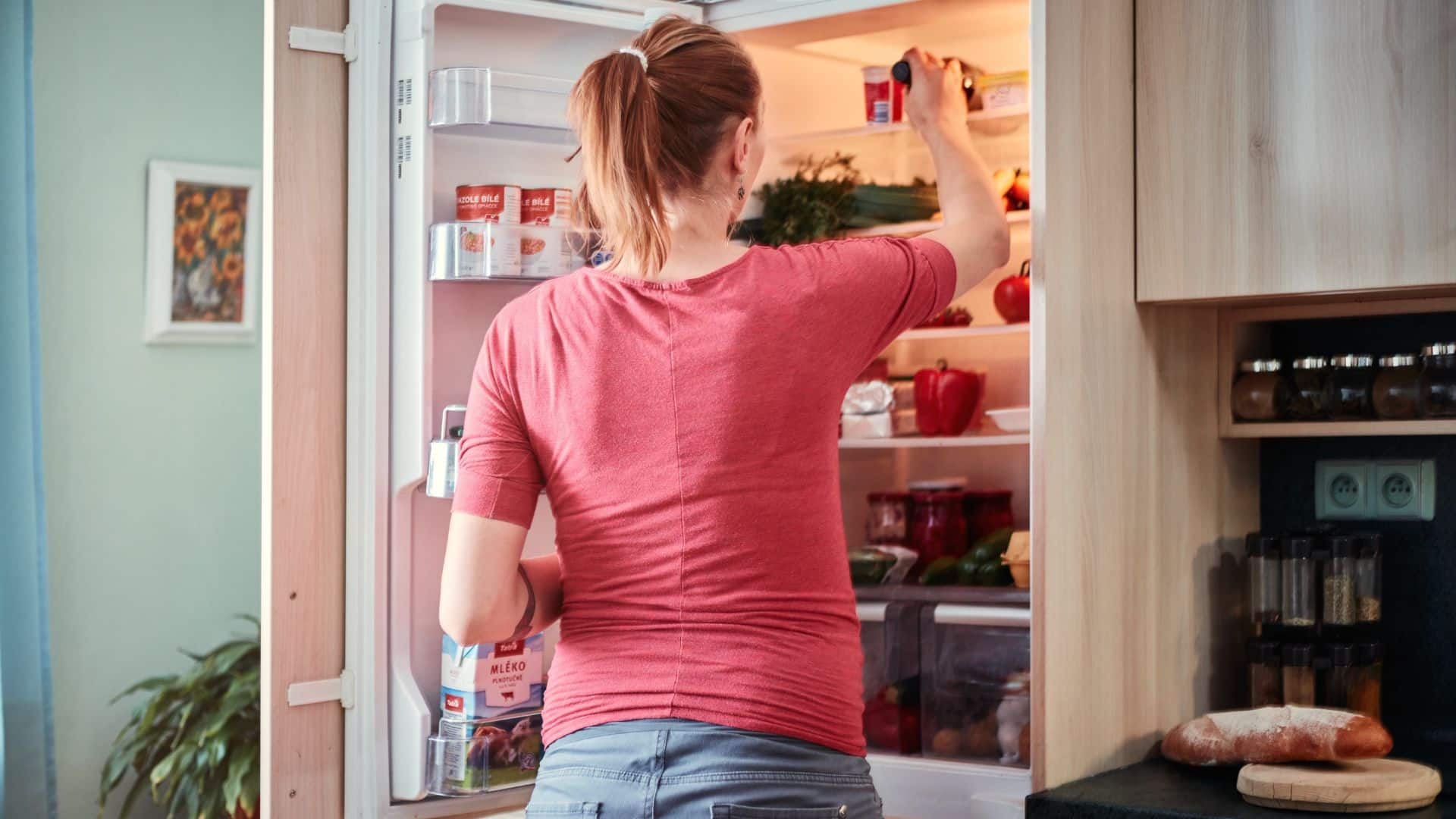 Checking the items in the fridge